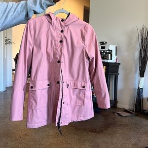 Baby Pink Rain coat with warm fleece inside. In good condition